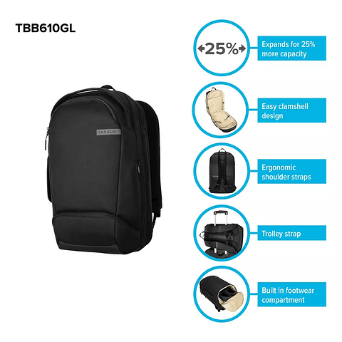 MOCHILA TARGUS TBB610GL-70 15.6PULG. WORK PLUS COMPACT BP