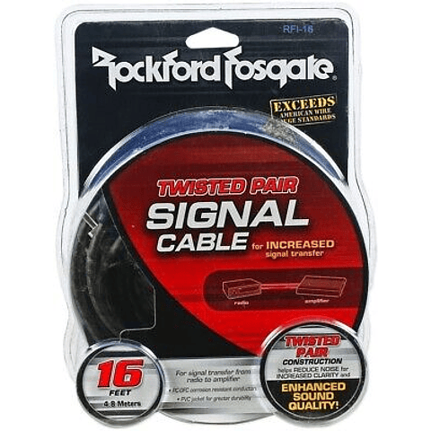CABLE DE SENAL DE PAR TRENZADO ROCKFORD FOSGATE RFI-16 RCA 16PIES   TWISTED