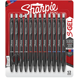 BOLIGRAFO  PUNTA FINA SHARPIE 2096153 S-GEL RETRACTIL 0.7MM. COLOR NEGRO  12 UND.X SET