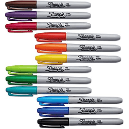 ROTULADOR PERMANENTE PUNTA FINA SHARPIE 30072 SURTIDO DE COLORES PACK DE 12 PZAS.