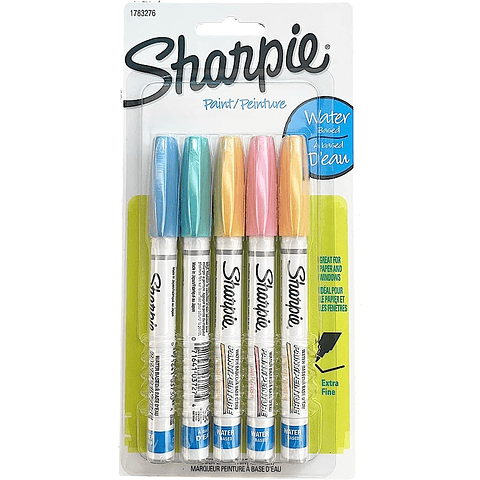 MARCADOR PERMANENTE SHARPIE 1783276 PUNTA EXTRA FINA. COLORES PASTEL BLISTER DE 5 PZAS.