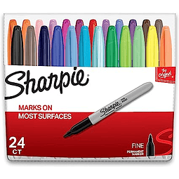 MARCADOR PERMANENTE  PUNTA  FINA SHARPIE 75846 COLORES  SURTIDOS BLISTER DE 24UN.