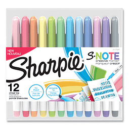 MARCADOR PERMANENTE  SHARPIE 2117329  S-NOTE PACK DE 12  PZAS.