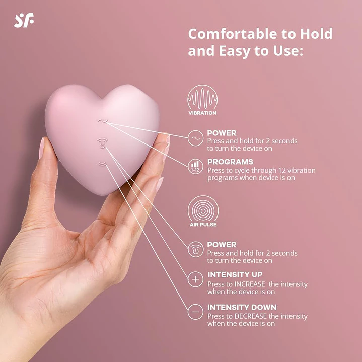 Vibrador de ondas de presión de aire Satisfyer Cutie Heart 8