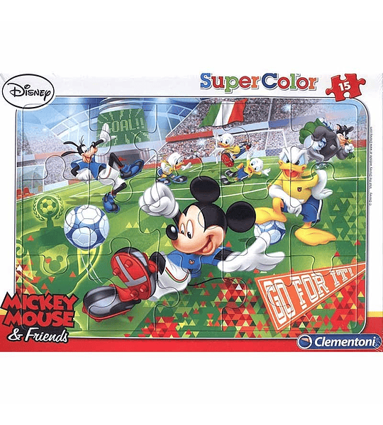 Puzzle Slim Clementoni SuperColor Mickey Mouse & Friends 15 pcs Futebol 