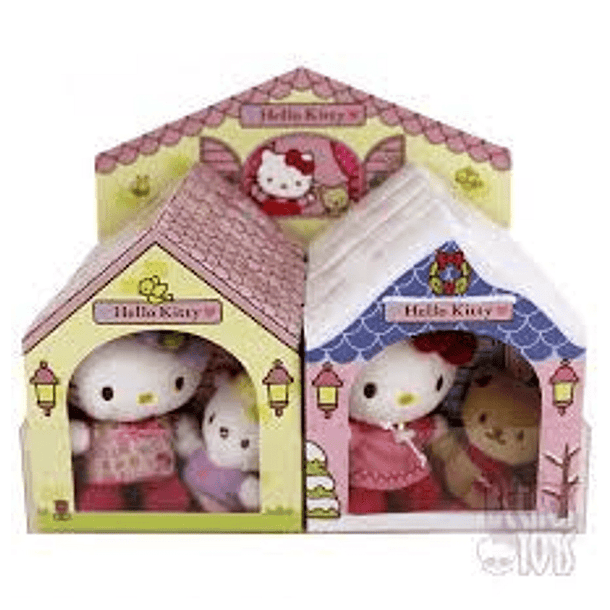 Kit Peluche Hello Kitty e amigos nas casinhas