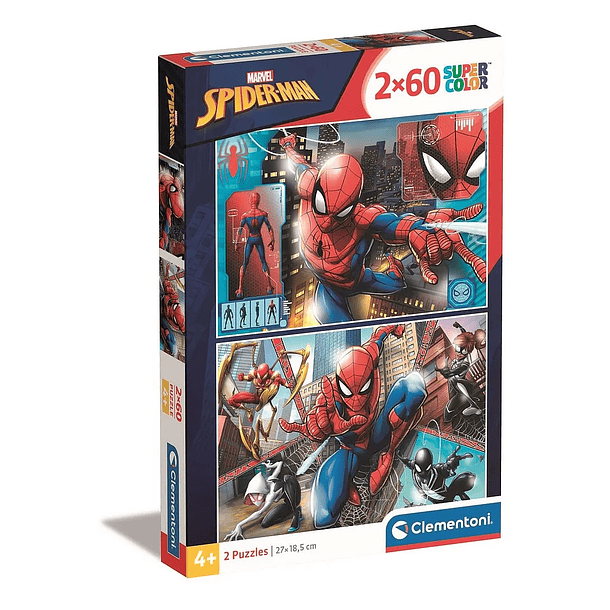 Puzzle Clementoni Spider-Man SuperColor 27x18,5cm 2x60 peças 1
