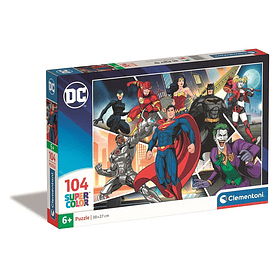Puzzle Clementoni DC Justice League Showdown Super Color 38x27cm 104 peças