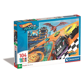 Puzzle Clementoni Hot Wheels Let´s Race Ultimate Garage Super Color 38x27cm 104 peças