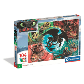 Puzzle Clementoni Dreamworks Dragons HTTYD Friends Super Color 38x27cm 104 peças
