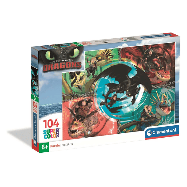 Puzzle Clementoni Dreamworks Dragons HTTYD Friends Super Color 38x27cm 104 peças 1