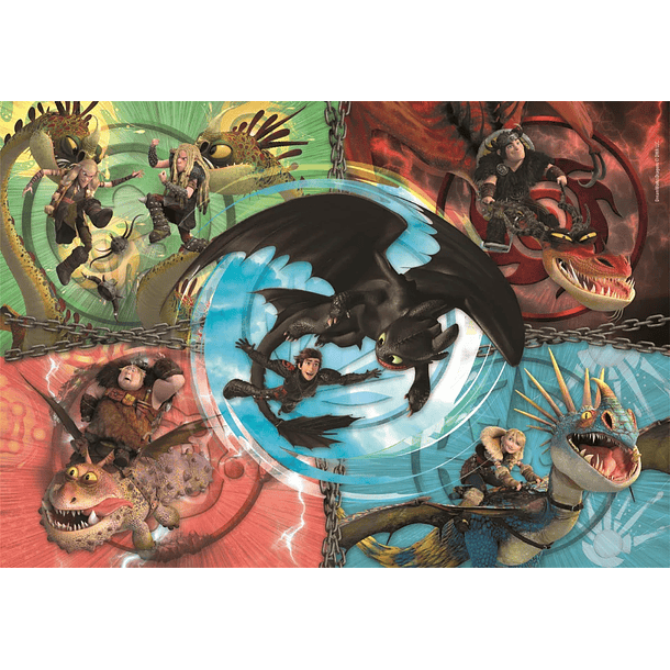 Puzzle Clementoni Dreamworks Dragons HTTYD Friends Super Color 38x27cm 104 peças 2