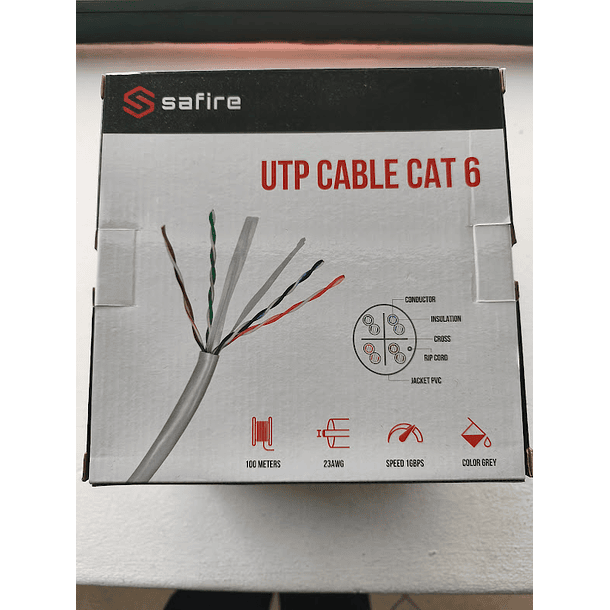 Cabo UTP CAT6 CCA 23AWG Cinzento 100 mts SAFIRE 3
