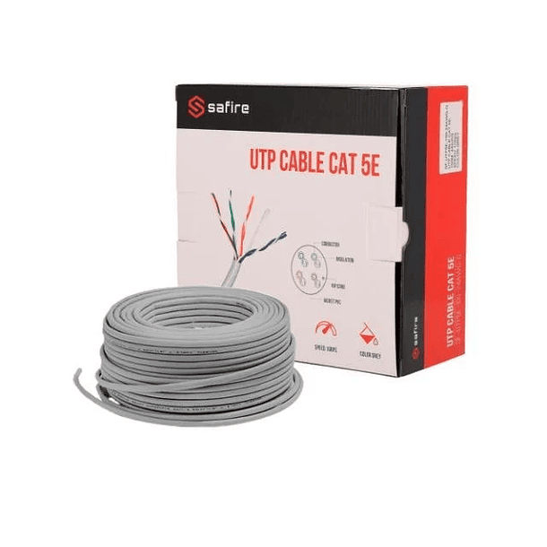 Cabo UTP CAT5e CCA 24AWG Cinzento 100 mts SAFIRE 1