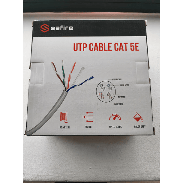 Cabo UTP CAT5e CCA 24AWG Cinzento 100 mts SAFIRE 4