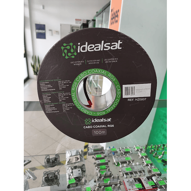 Cabo coaxial RG 6 preto PE  100 mts IDEALSAT 4