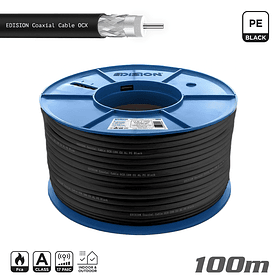 Cabo COAXIAL RG6 Edision OCX-100 CU AL Fca PE Preto 100 mts