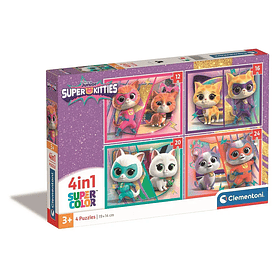 Puzzle Clementoni Disney Junior Super Kitties SuperColor 4in1 4 puzzles 12+16+20+24 peças