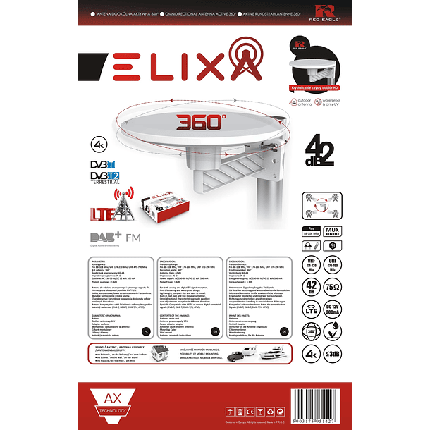 3 x Antena Omnidireccional RED EAGLE ELIXA DVB-T/T2 360 DIRECT (35.00€/UND) 3