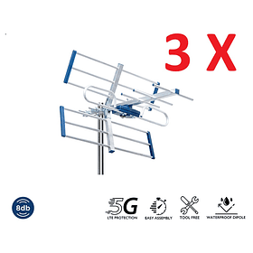 3 x EDISION ANTENA TERRESTRE YAGI 8db 5G 21-48 (12.00€/UND)
