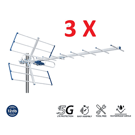 3 x EDISION ANTENA TERRESTRE YAGI 12db 5G 21-48 (16.00€/UND)