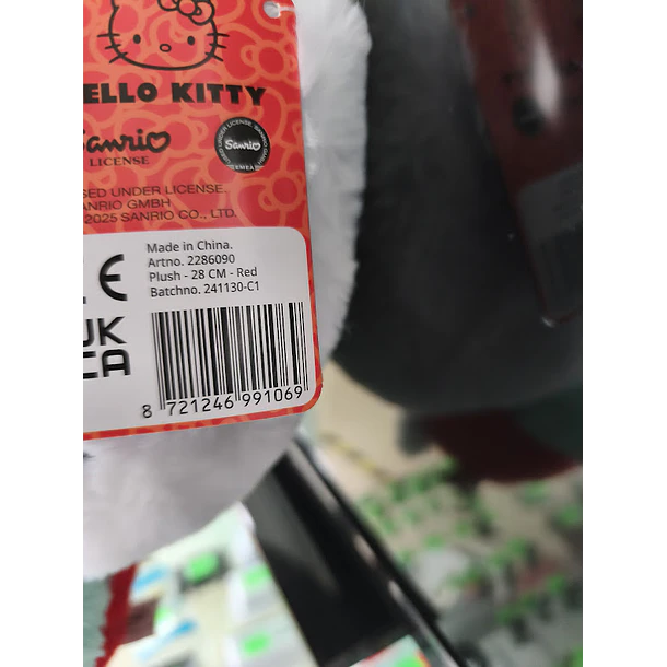 Peluche Hello Kitty Fluffy Laço Vermelho 28cm 11
