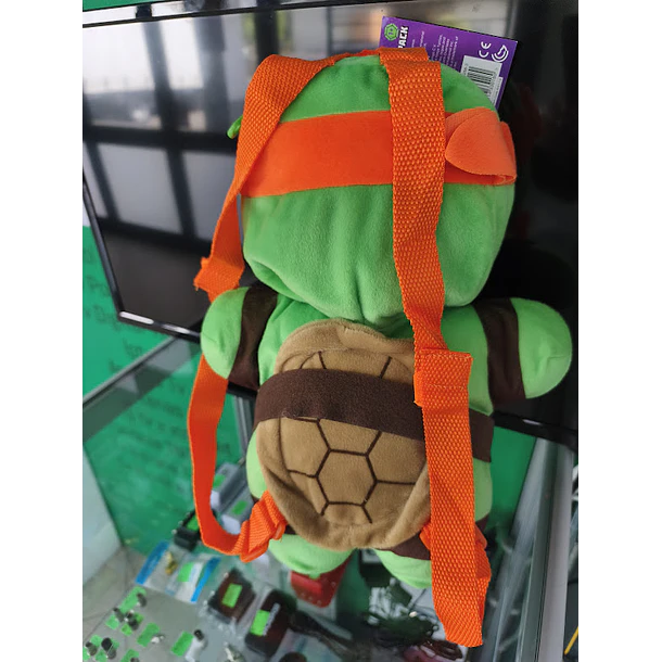 Mochila Pré-Escolar 3d Peluche Tartarugas Ninja MichelAngelo 38 cm 10
