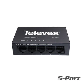 Televes Switch Ethernet L2, sem Gestão 5 portas, 10/100/1000 Mbps 768110