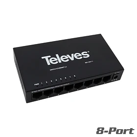 Televes Switch Ethernet L2, sem Gestão 8 portas, 10/100/1000 Mbps 768111