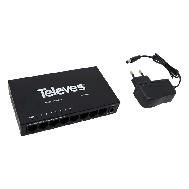 Televes Switch Ethernet L2, sem Gestão 8 portas, 10/100/1000 Mbps 768111 4