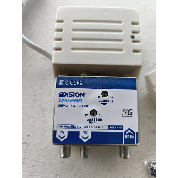 AMPLIFICADOR DE INTERIOR EDISION LIA-200 5G UHF/VHF 24db 2out 14