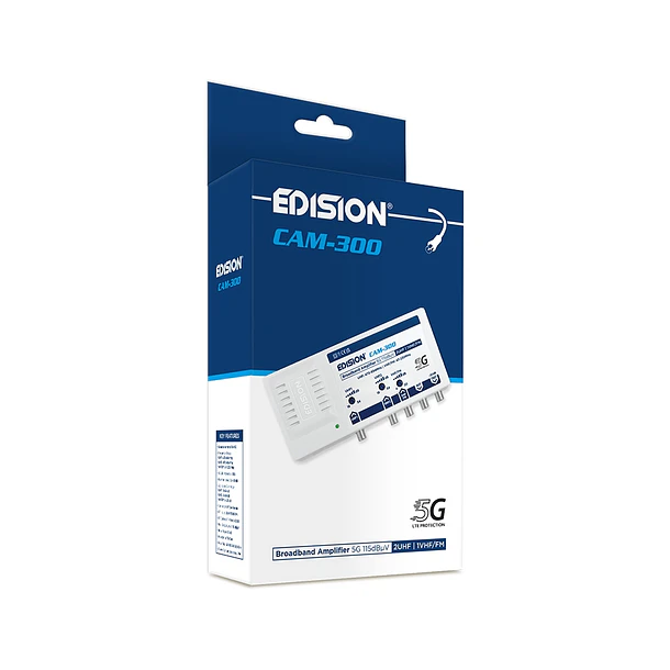 AMPLIFICADOR DE BANDA LARGA EDISION CAM-300 5G 2UHF 1VHF/FM 115dBμV 7