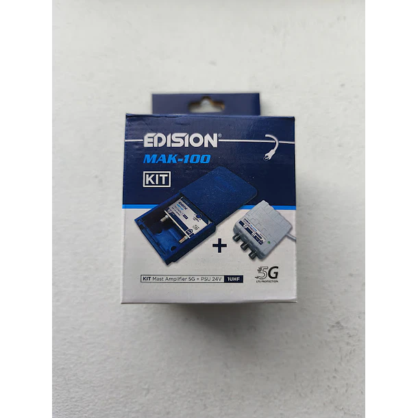 Kit amplificador de mastro EDISION MAK-100 5G 1UHF + fonte de alimentação 24V 16