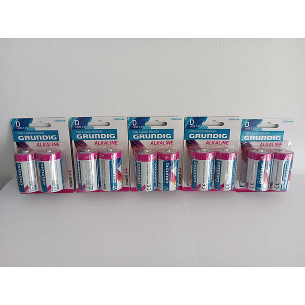 Pack de 5 Blisters de 2 Pilhas Alcalinas Grundig D LR20 1.5V(10 pilhas) 1