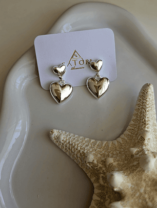 Aros corazones silver
