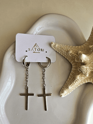 Argolla cruz colgante silver