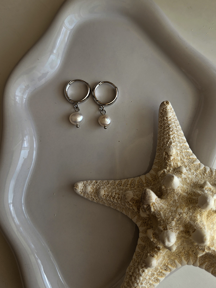 Aros perlitas  silver 1