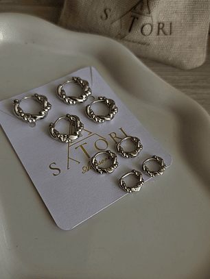 set de argollas bañadas en plata 