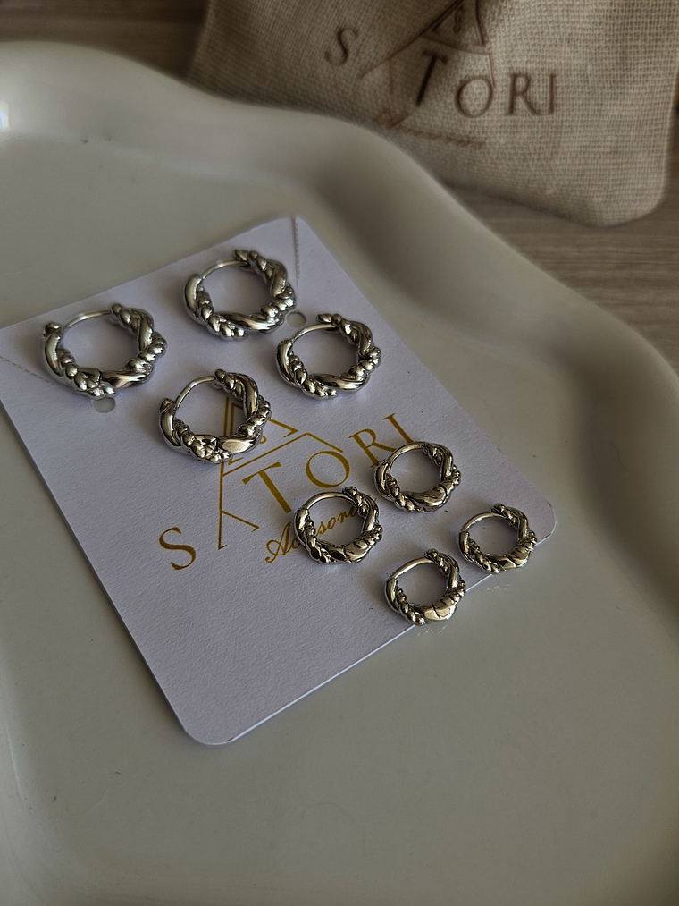 set de argollas bañadas en plata  1