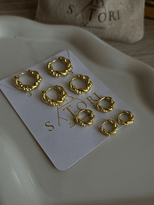 Set de argollas bañadas en oro
