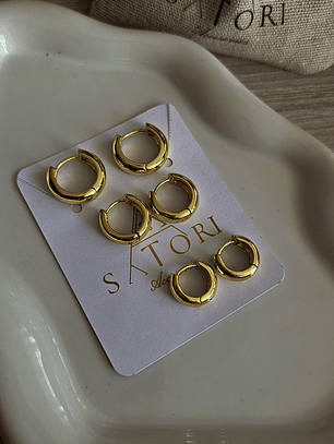 set de argollas  bañadas en oro de 18k