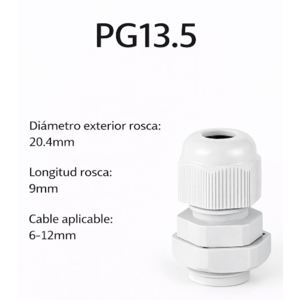  Prensa estopas plásticas - Diámetro de cable PG13.5 6 – 12 mm 2