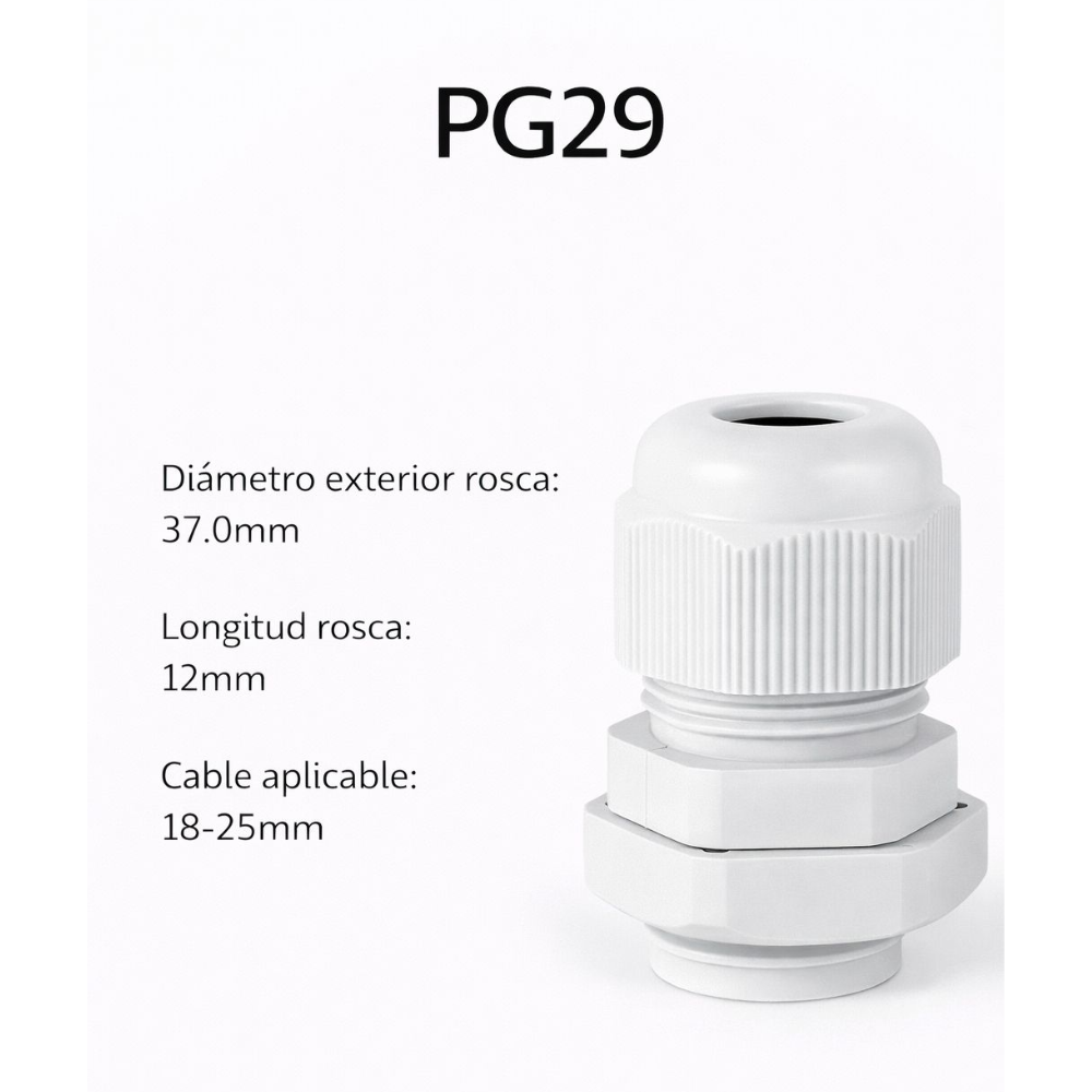  Prensa estopas plásticas - Diámetro de cable PG29 18 – 25 mm 2