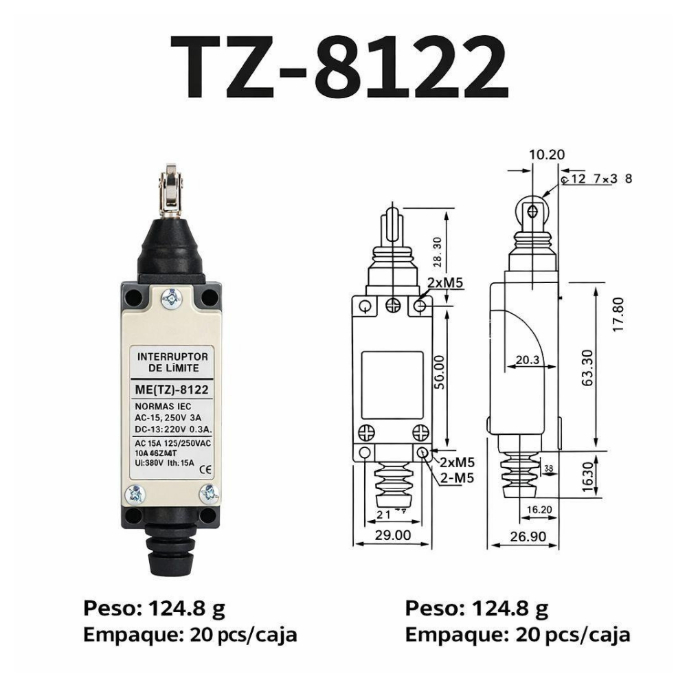 Interruptor de final de carrera - Roldana metálica horizontal (METZ-8122) 2