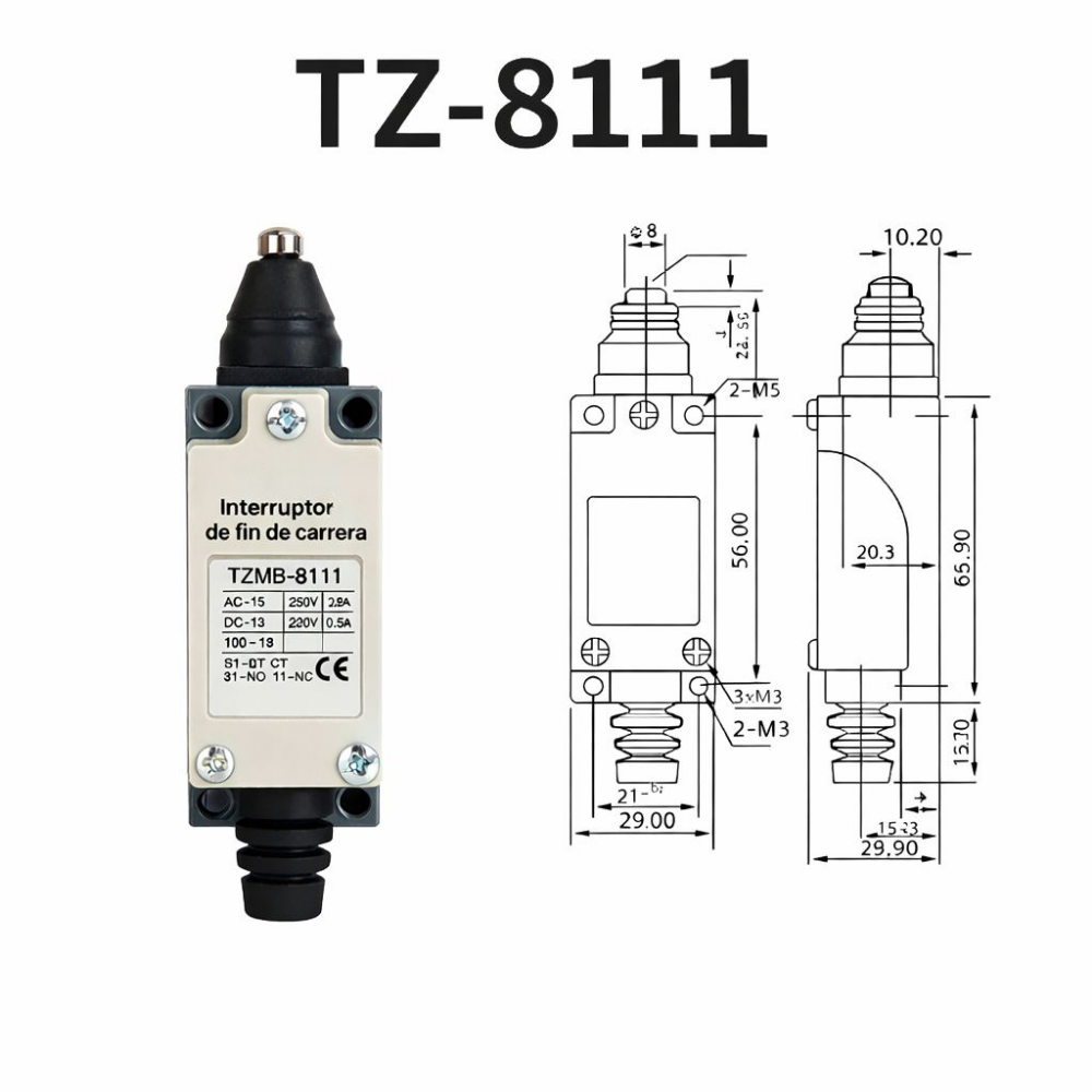 Interruptor de final de carrera - Botón de presión metálico (METZ-8111) 2