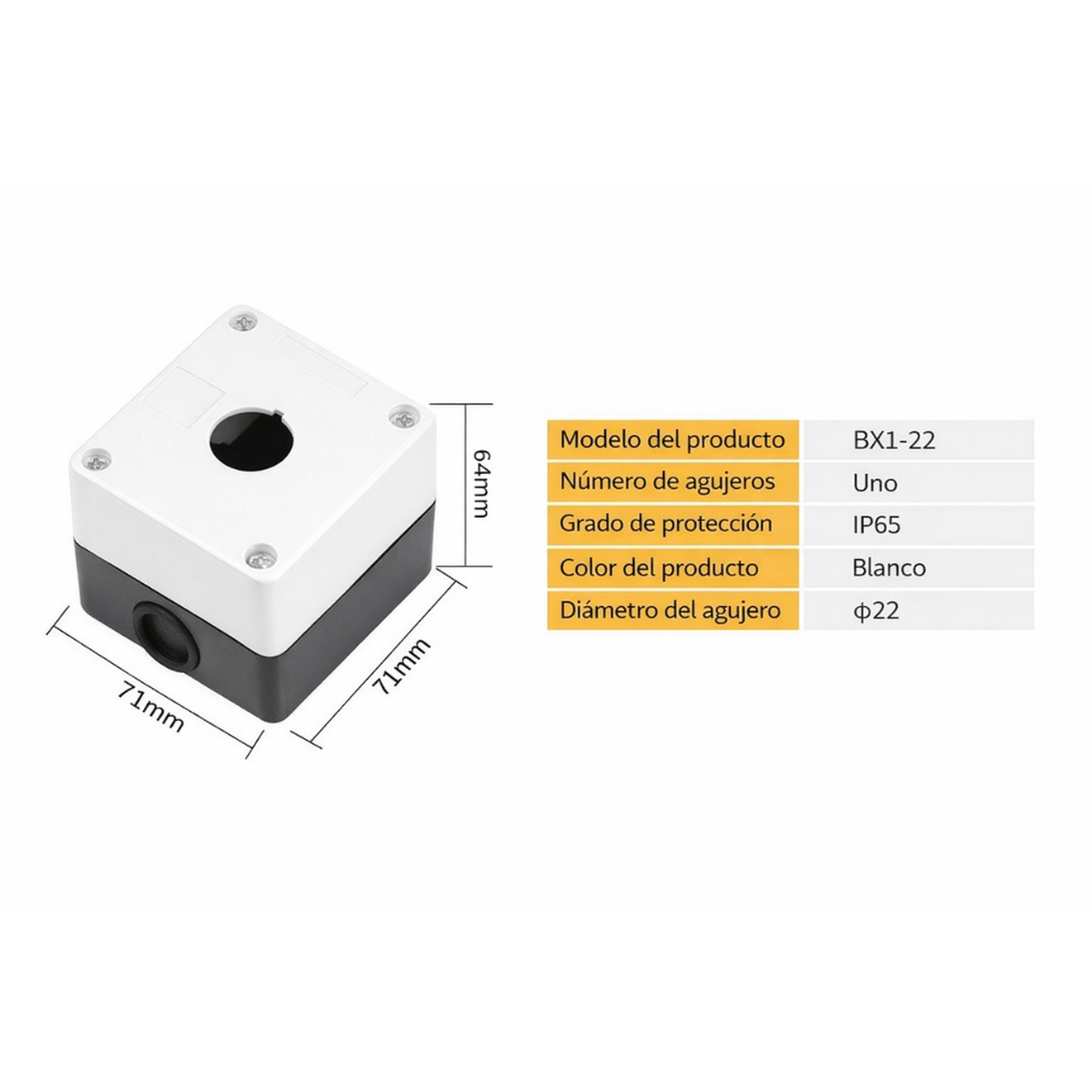  Caja botonera industrial 1 puesto (Ø22 mm) – IP55 2