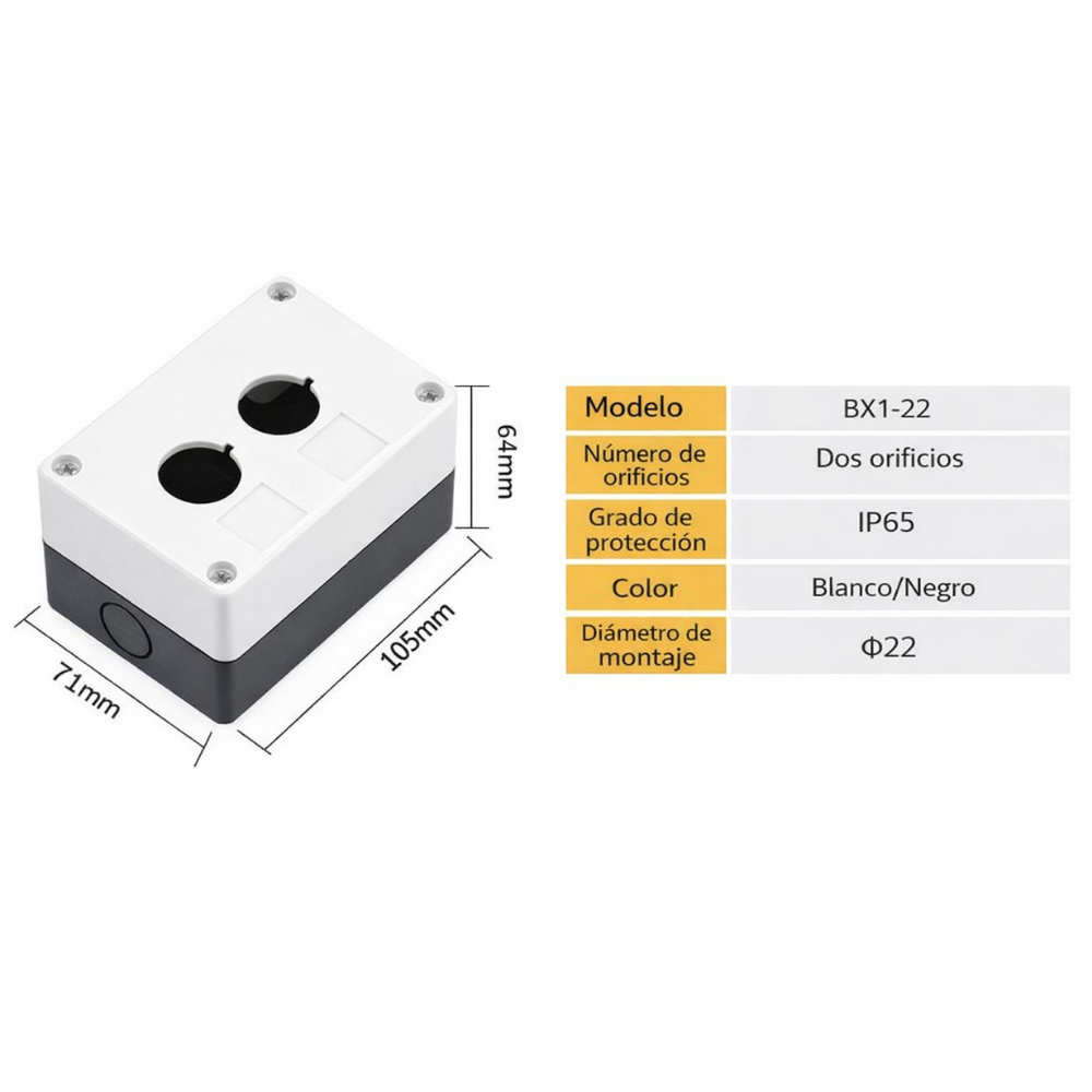  Caja botonera industrial 2 puestos (Ø22 mm) – IP55 2