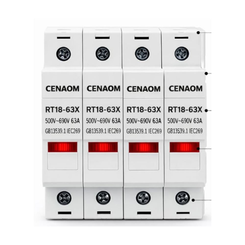 Portafusible modular con luz piloto 4 polos 10x38mm 1