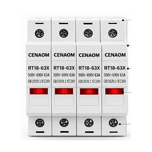 Portafusible modular con luz piloto 4 polos 10x38mm
