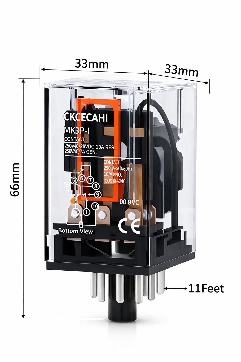 Relé Undecal 12Vdc 10a 3na+3nc 2